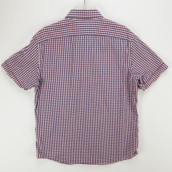 Banana Republic Short Sleeve Button-Up Shirts Men's Large 16 Lot of 2 Check Blue - Picture 5 of 15